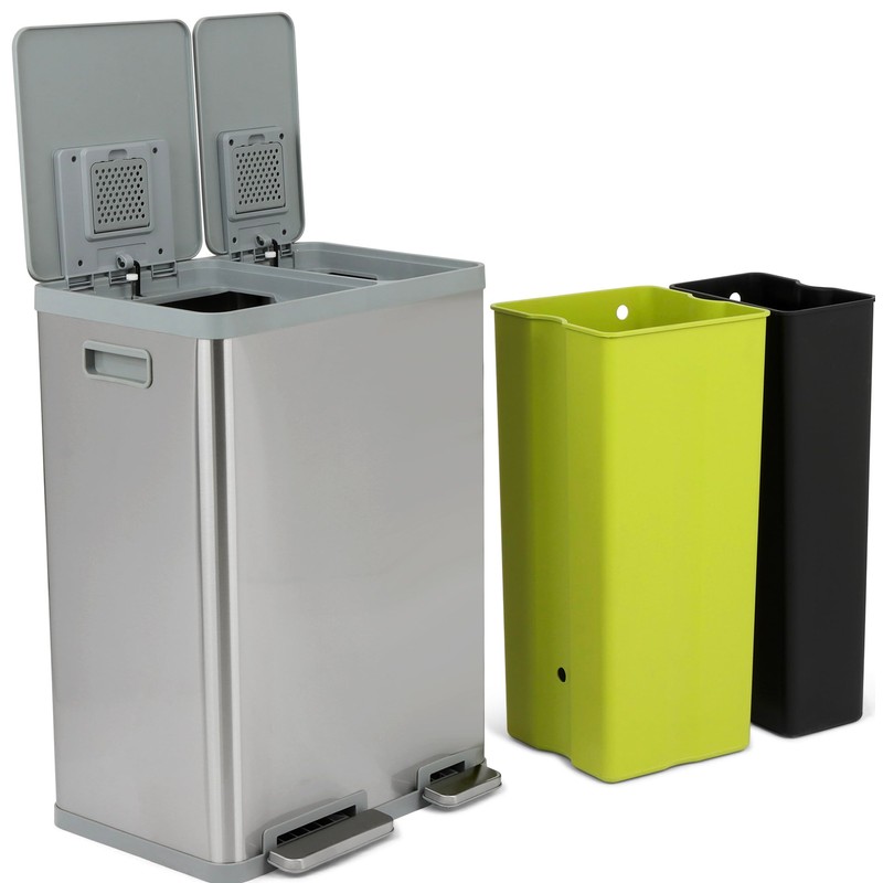 SIMPLI-MAGIC 16 Gallon (38L x 22L) Dual Compartment Step Trash