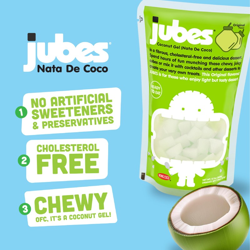 Jubes Strawberry & Mango Nata De Coco Jelly Cubes (12.7
