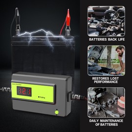 Battery Desulfator，Battery Maintainer for Cars, Trucks, Motorcycles, ATV, Boats, RV Battery,Auto-Setting (12-48V 200AH Green)