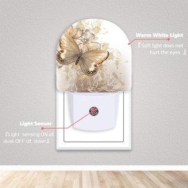 Axxitude Butterfly Floral Night Lights Plug into Wall for Girls Boys Room,Night Light LED Lamp Dusk to Dawn Sensor Round Lamp for Bedroom Bathroom Hallway Home Wall Decor Nightlight