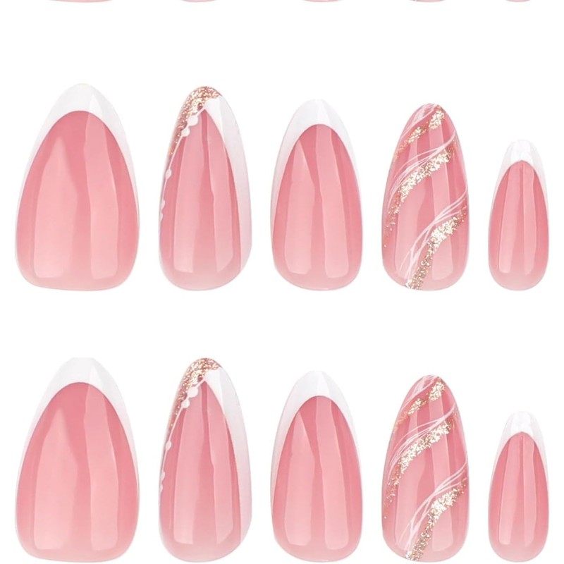 24 Piezas de Uñas Postizas a Presión, Uñas Falsas Cuadradas