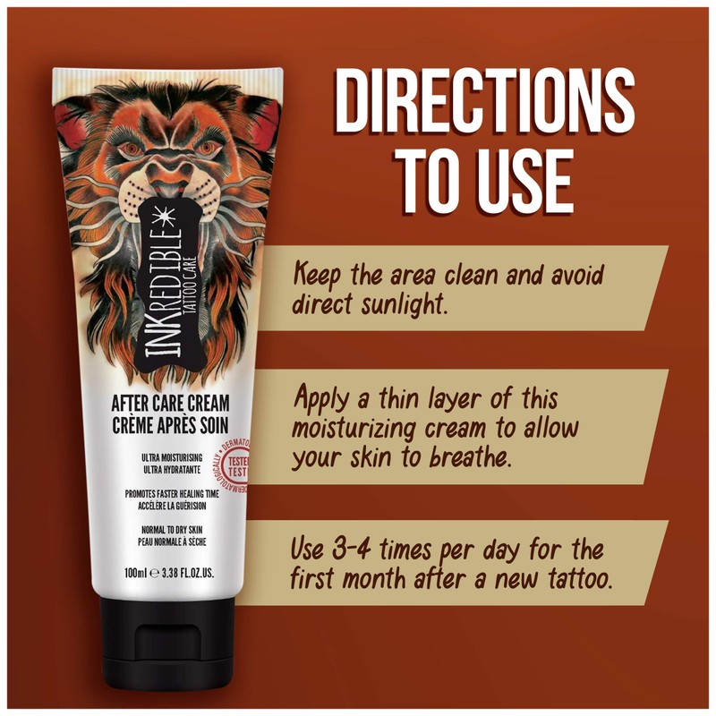 INKredible Aftercare Tattoo Healing Lotion Moisturizes Skin to Prevent Scabbing