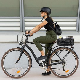 CXWXC Rear Bike Basket - Large Bicycle Rear Basket with Cargo Net and Liner-Rear Cargo Rack Bike Basket for Bike, Electric Bike, Ebike, BLACK