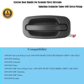 Exterior Front Right Passenger Side Door Handle Fit for Chevy Silverado Suburban Tahoe Avalanche GMC Sierra Yukon 1500 2500 3500 1999 2000 2001 2002 2003 2004 2005 2006 2007 Replace # 80577 15182406