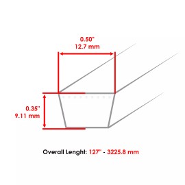 Celox 1/2" x 126 3/4" Deck Belt for Gravely Zoom XL ZT 42 Zero-Turn Mower 07219600