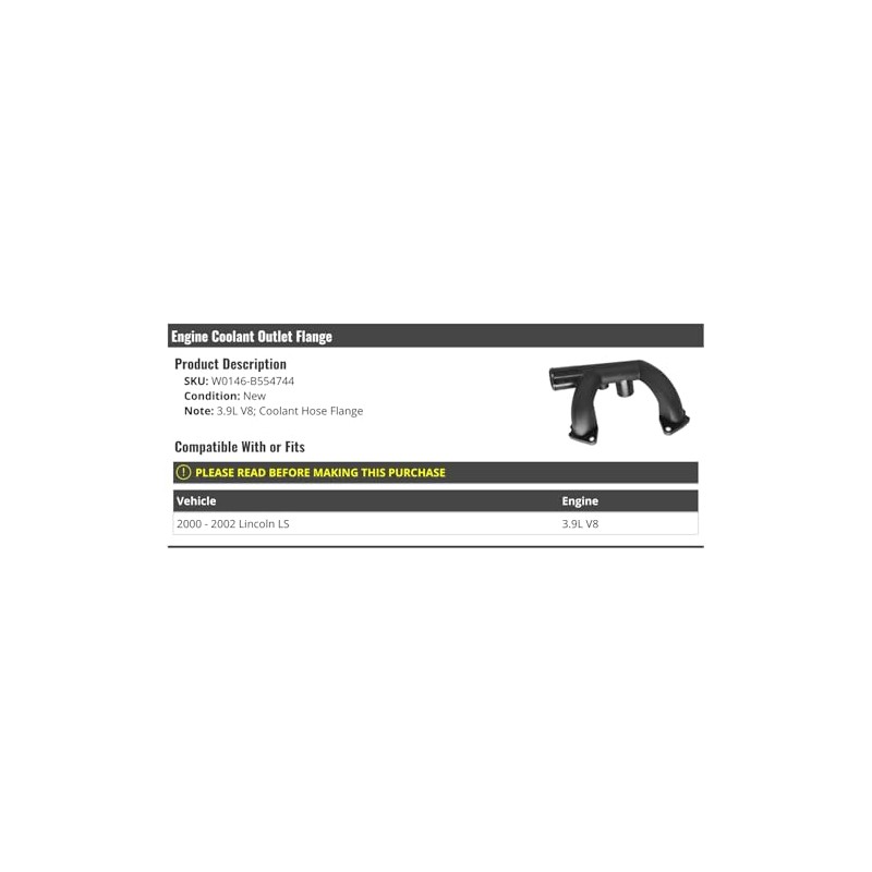 Engine Coolant Outlet Flange - Compatible with 2000-2002 Lincoln LS