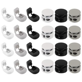 Pack of 24 Cord Locks Metal 2 Hole and Cord Ends Shoelaces Stopper Spring Cord Locks for Dress Drawstring Backpack Rope Laces (Black White Grey)