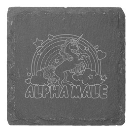 4 x 'Alpha Male' 10cm Square Slate Coasters (CR00221565)