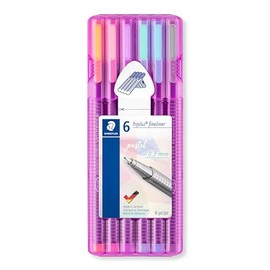 Staedtler triplus fineliner, Triangular Pens 0.3mm, Includes Easel Case for Home & Travel, 6 Pastel Colors, 334 SB6 PA