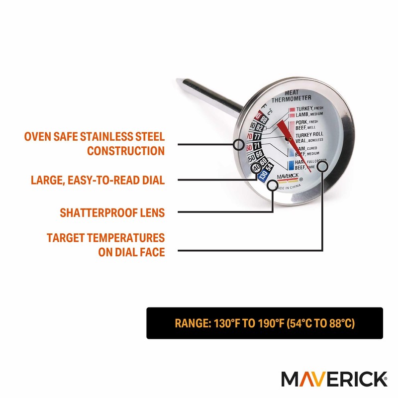 Maverick Housewares Oven-Chek Gourmet Roasting Thermometer, Silver