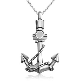 JMQJewelry Anchor Men Navy Ashes Urn Necklaces Pendant Cremation Stainless Steel Jewelry for Memorial Women Men Family Friend Father Papa Dog Cat