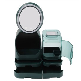 Cosmetics Display Case Skincare Organizers with Mirror LED Light and Fan, Makeup Storage, Brush Lipstick Skin Care Perfume Make up Organizer Box for Bathroom, Bedroom, Dresser Table, Dormitory