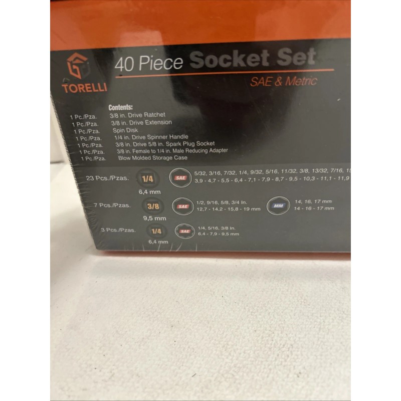TORELLI TOOLS 40-PIECE SOCKET SET, SAE & METRIC MODEL INV00518