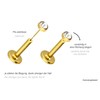 PIERCINGLINE Titanium Labret with Push Fit Crystal Disc Piercing Ear