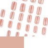 KaleidNail False Nails 24Pc Short Square Shape Nude Pink Glitter