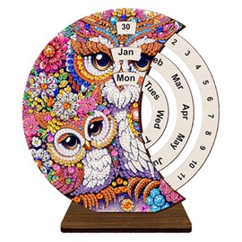 Diamond Art Calendar, Diamond Painting Calendar, Wooden Manual Rotating Desk Calendars, Desktop Small Ornaments Decoration for Home Decor (5)