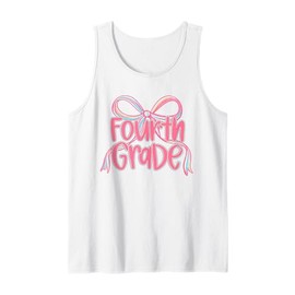 Preppy Fourth grade Coquette Bow Back To School Teacher Girl Tank Top