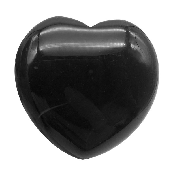 Fekuar Flat Black Obsidian Flat Heart Pocket Palm Stone, Healing