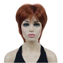 Lydell 6" Short Straight Layered Hair Full Synthetic Wig (130 Fox Red)