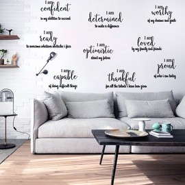 9 Pieces Inspirational Wall Decals Black Motivational Wall Sticker Vinyl Wall Quotes Stickers Wall Art Stickers Peel and Stick Wall Decals for Girl Boy Bedroom Living Room
