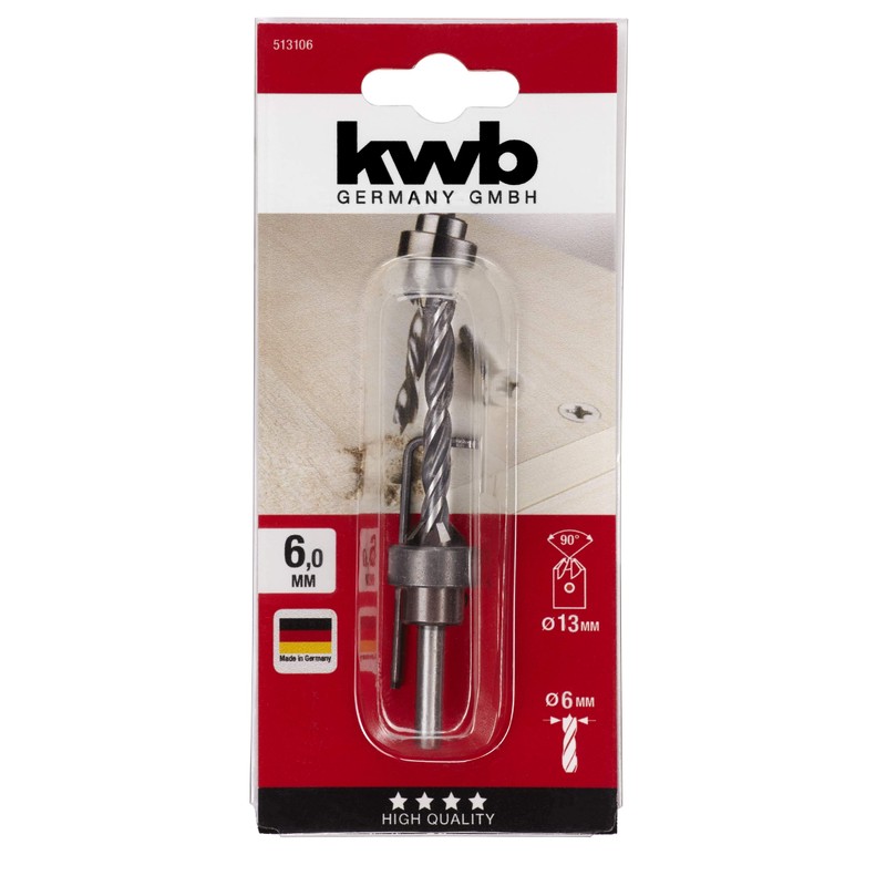 kwb Spiral Wood Drill Bit Set with Countersink and Depth