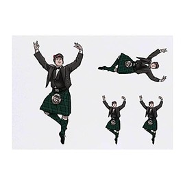 4 x 'Traditional Scottish Dancer' Temporary Tattoos - Water Resistant, Skin-Safe, Non-Toxic Transfers, Mixed Sizes (TO00044143)