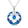 SHINYKEND Blue Opal Turtle Necklace, 925 Sterling Silver Sea Turtle