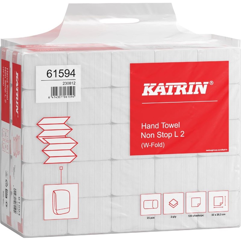 Katrin 61594 Hand Towel with W-Fold Classic 2-Ply 20.3 x