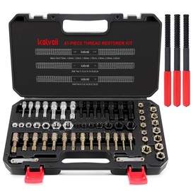 Kolvoii 61-Piece Thread Restorer Kit, Rethread Repair Tool, UNC, UNF & Metric Thread Chaser Set with Thread Pitch Gauge is Designed to Repair or Reshape Damaged Threads on Bolts, Screws, or Nuts