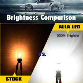 Alla Lighting WT21W LED Bulbs, Super Bright Rear Turn Signal. Back-Up Reveres Lights Bulbs Replacement 12V 6000K Xenon White