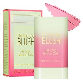 Farbwechselnder Blush Stick, Wasserfest Und Langanhaltend Rouge Stick Für Lippen, Wangen Und Augen, Cremiger, Seidiger Und Feuchtigkeitsspendender Blush Make Up Stick (#2 Heißes Rot)