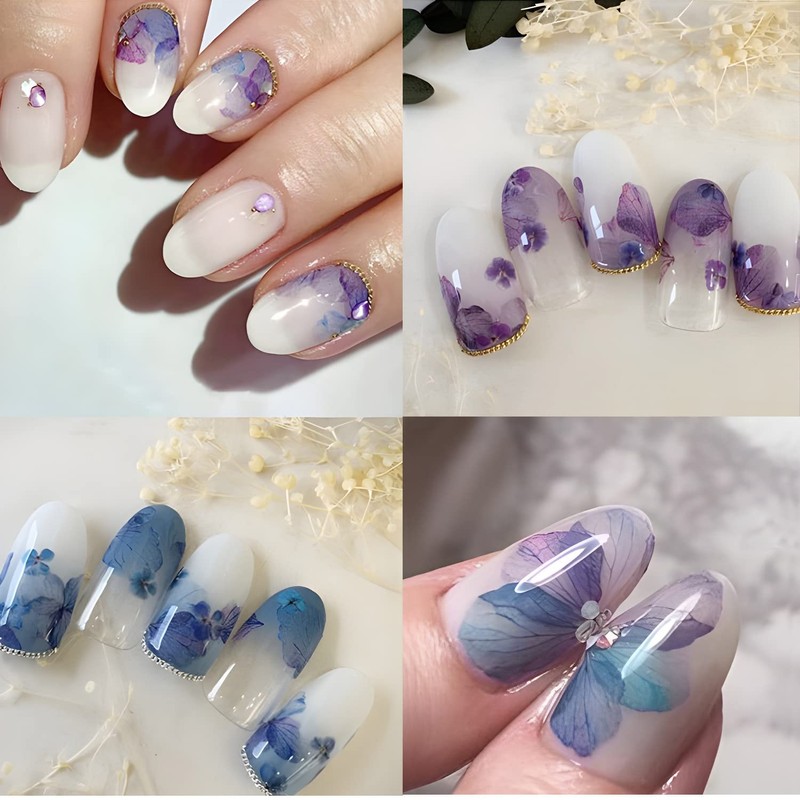 Chisafly Nail Stickers, Flowers, Hydrangea, Petals, Flower Stickers, Colorful, Summer