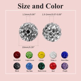 10mm Clay Rhinestone Beads for Bracelets, 100 Pcs Sparkle Crystal Beads for Jewelry Making, Glitter Round Shamballa Disco Ball Design to Create DIY Crafts Necklace Earrings Decoration (Mix Colors)
