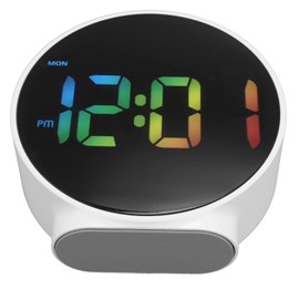 Small Digital Alarm Clock, Electronic LED Clock with Adjustable Brightness, with Week Display, 12 or 24 Hour Time Display, for Bedroom, Bedside Table, (White Case)