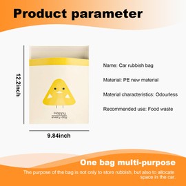Augeny 30PCS Easy Stick-On Disposable Car Trash Bags, Self-Adhesive Waterproof Garbage Bags, Portable Leak Proof Vomit Bags, Suitable for Car, Bedroom, Office, Kitchen (Yellow)