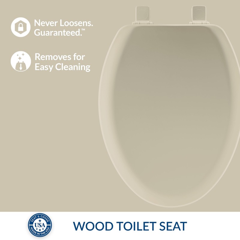 Mayfair Cameron Bone Toilet Seat, Non Slip Heavy Duty Wood,