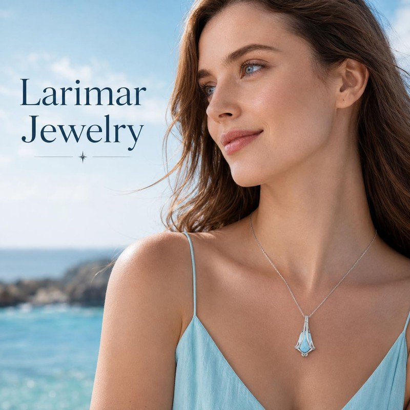 YYB Larimar Necklace Infinite Love Larimar Jewelry Gift for Women