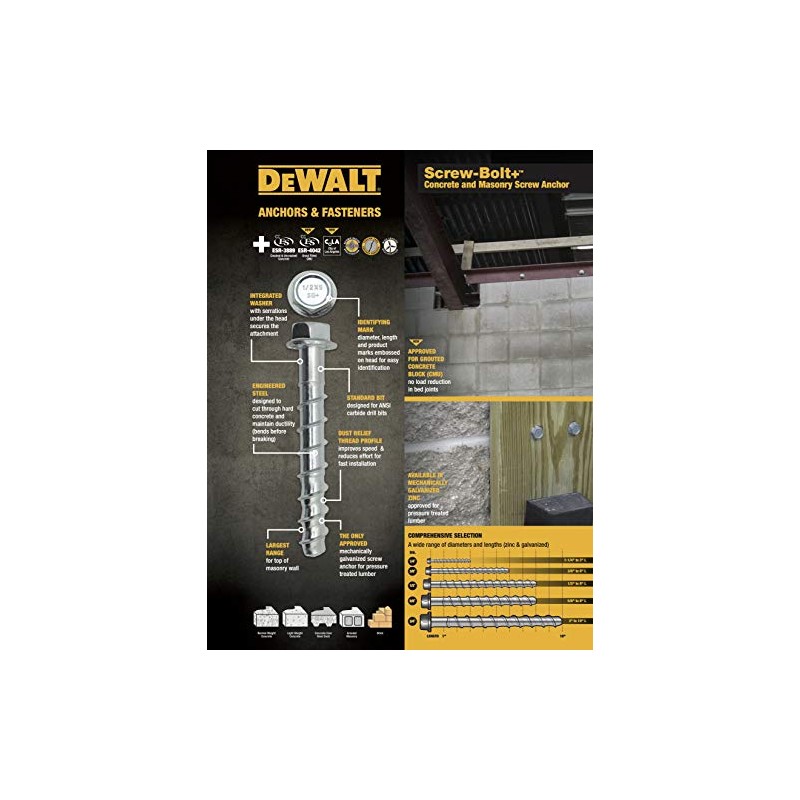 3/8 x 4 DeWALT Engineered by Powers Screw-Bolt High Performance