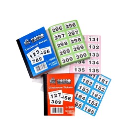 Bingosupermarket Raffle Tickets 1-1000 Cloakroom Tickets - Assorted Colours bordered. (Random)