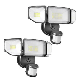Abovizo 85W LED Security Lights Motion Sensor Light Outdoor, 8500LM, 6500K, IP65 Waterproof, 3 Head Motion Detected Flood Light for Garage, Yard, Porch 2 Pack (Black)