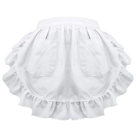 Aspire Maid Costume Waist Apron for Lady, Christmas Cotton Half Apron with Two Pockets