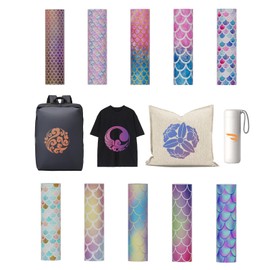 Uadme Infusible Ink Film, Pack of 10, 11.5 x 30.5 cm Infusible Transfer Ink Sheets, 4.5 x 12 Inch Pre-Printed Dyed Sublimation Paper, Iron on T-Shirt and Cup (Mermaid)