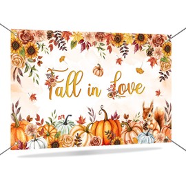 Mocsicka Fall in Love Baby Shower Backdrop Banner Little Pumpkin Sunflower Background Thanksgiving Autumn Pumpkin Fall in Love with Baby Shower Decorations 70.8 x 43.3 Inch