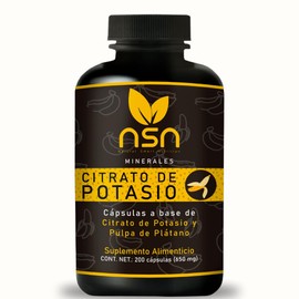 NSN | Citrato de Potasio + Pulpa de Plátano | Formulado por la Dra. Friné Velázquez | Equilibrio Electrolítico | 200 cápsulas