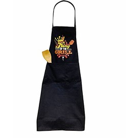 BITALY BBQ Cooking Novelty Apron Black One Size Apron Gifts for Men with Pockets Baking Gardening Restaurant (King of The Grill Colorful)