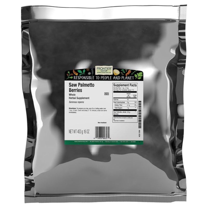 Frontier Co-op Saw Palmetto Berries, 1lb Bulk Bag - Whole,