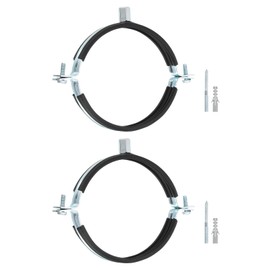 QUARKZMAN 2 Stück Verstellbare Rohrhalterungsklammer, 5" (127mm) Wand- und Deckenmontage Split Ring Rohraufhänger aus feuerverzinktem Eisenrohrbandstütze mit Schraube & Dübel für Rohrleitung