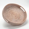 Round Rattan Serving Tray Decorative Woven Ottoman Trays with Handles