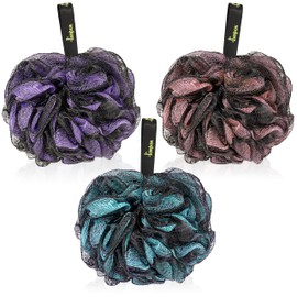 Bath Sponge [Pack of 3] Shower Sponge, Exfoliating Glove, Bath Brush, Exfoliating Sponge, Loofah Sponge, Extra Large (Mix B)