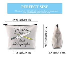 GJTIM Needleworker Gift Cross Stitch Project Bag - I Stitch So I Don't Stab People Sewing Project Bag for Cross Stitch Lover
